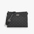 Polo Iconic Multi Tote Compartment Sling in black faux leather with a subtle pattern, silver hardware, and adjustable