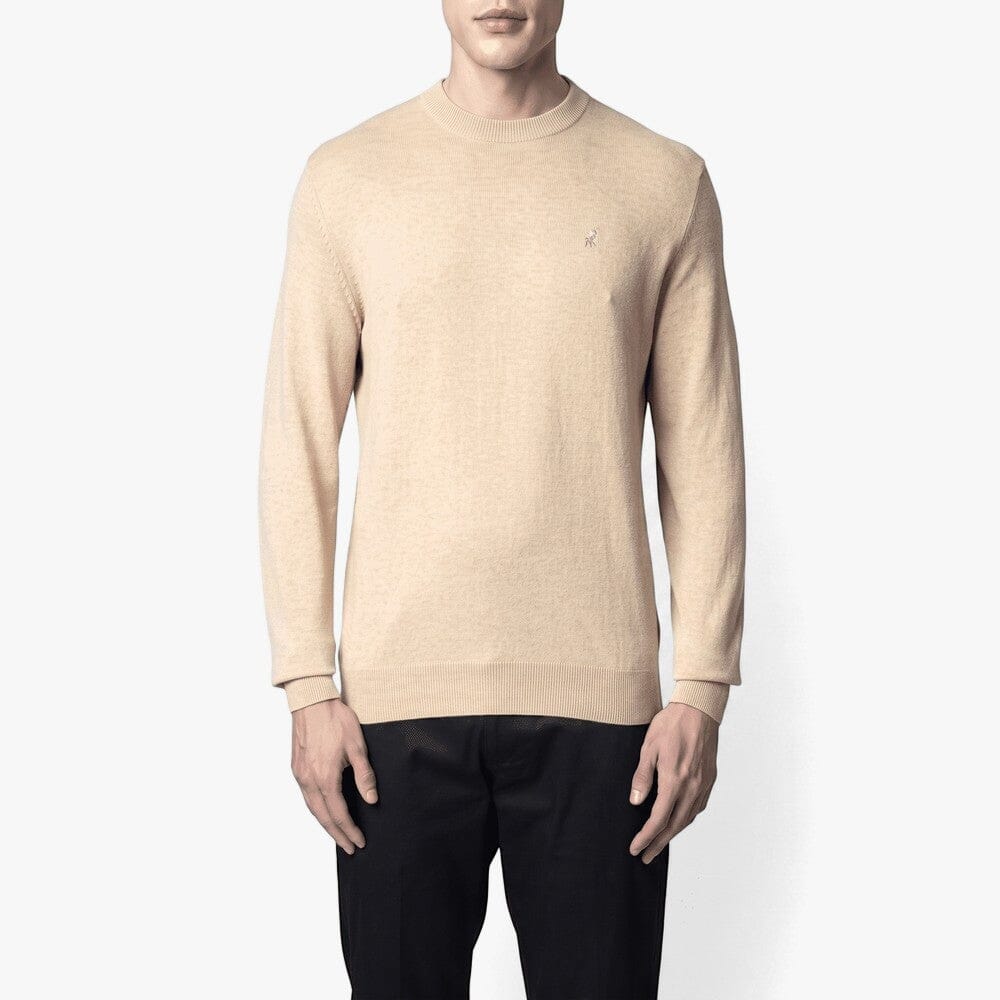 Polo Mens Essential Cotton Crew Sweater Stone | Polo