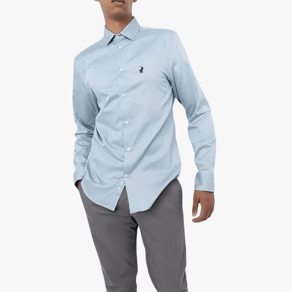 Polo Mens Essential Long Sleeve Sateen Shirt Blue | Polo