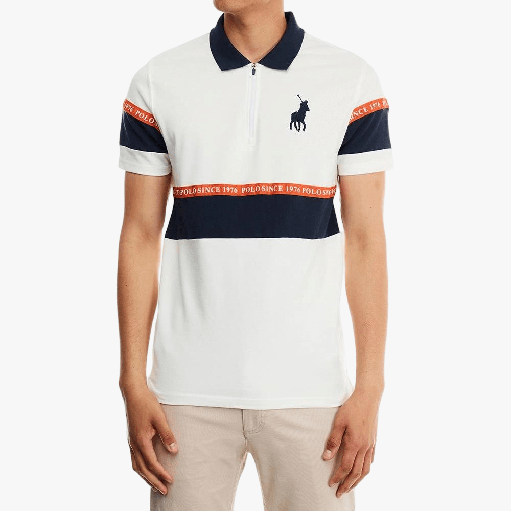 Polo Mens Logo Tape Short Sleeve Golfer White | Polo