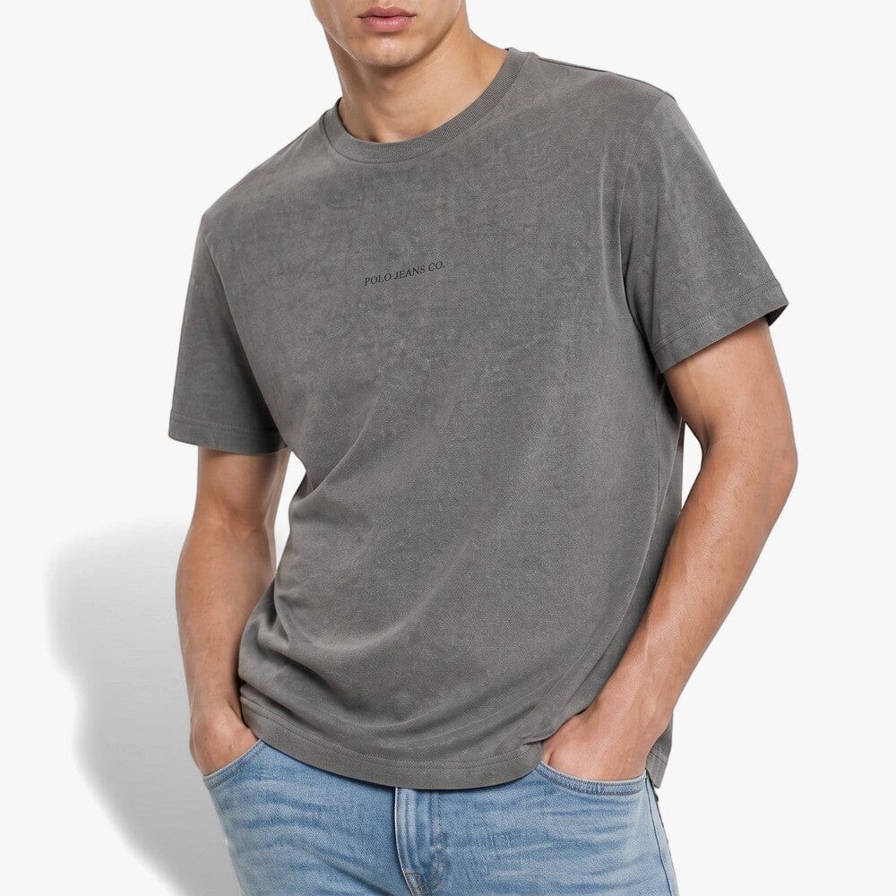 Polo Mens Pjc Washed Logo Tee Grey | Polo