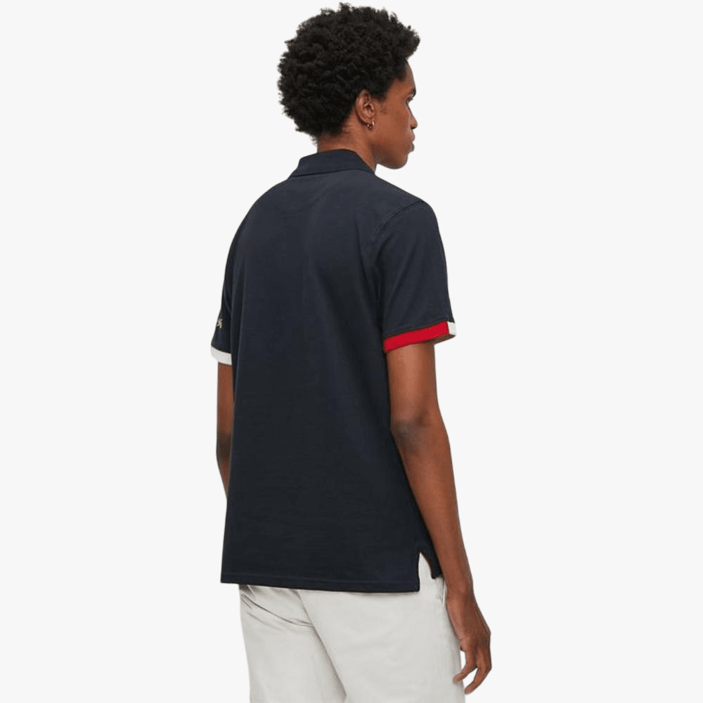 Polo Mens Tipped Cuff Logo Short Sleeve Golfer Navy | Polo