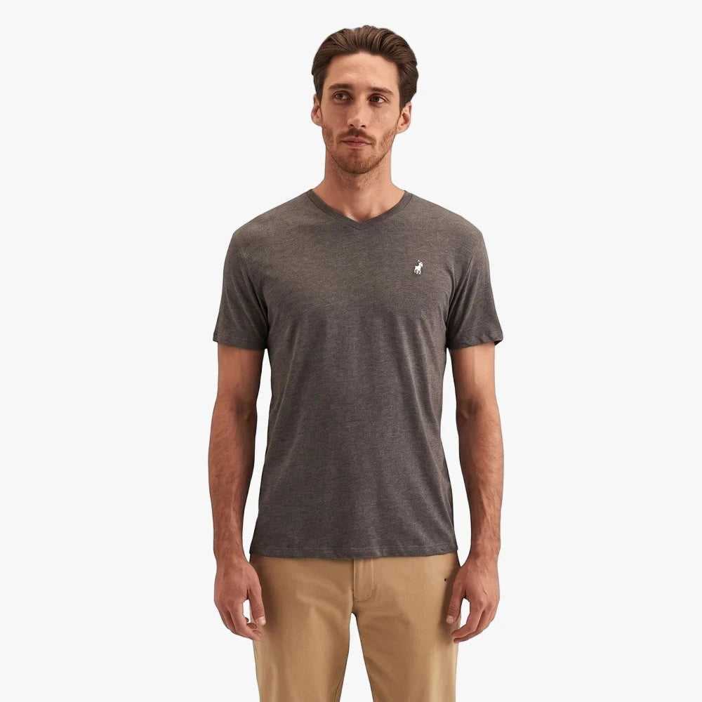 Polo Mens V-Neck Short Sleeve Tee Charcoal | Polo