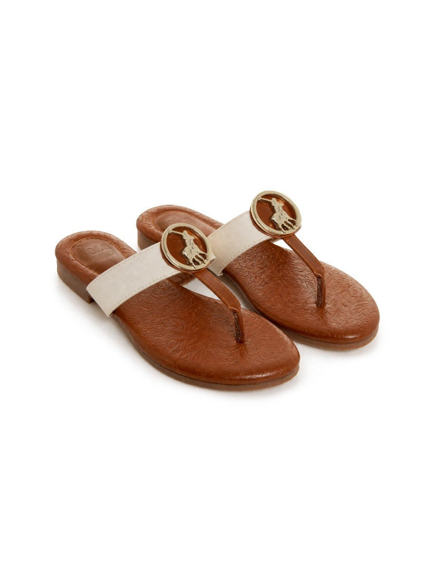 Polo Womens Big Pony Flip Flop Sandal Tan