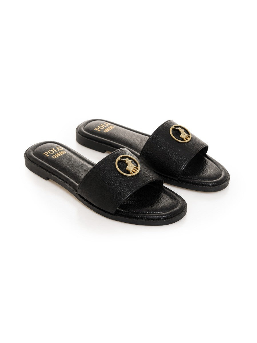 Polo Womens Circle Trim Sandal Black