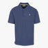 Pringle Mens Adam Pique Golfer in cobalt blue, front view, featuring a classic collar and embroidered logo.
