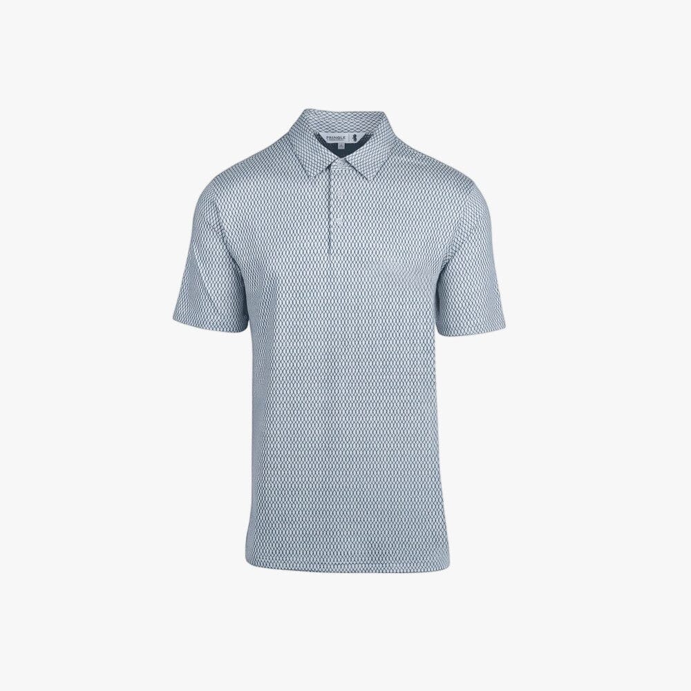 Pringle Mens Arnold Printed Technical Short Sleeve Golfer Blue | Pringle