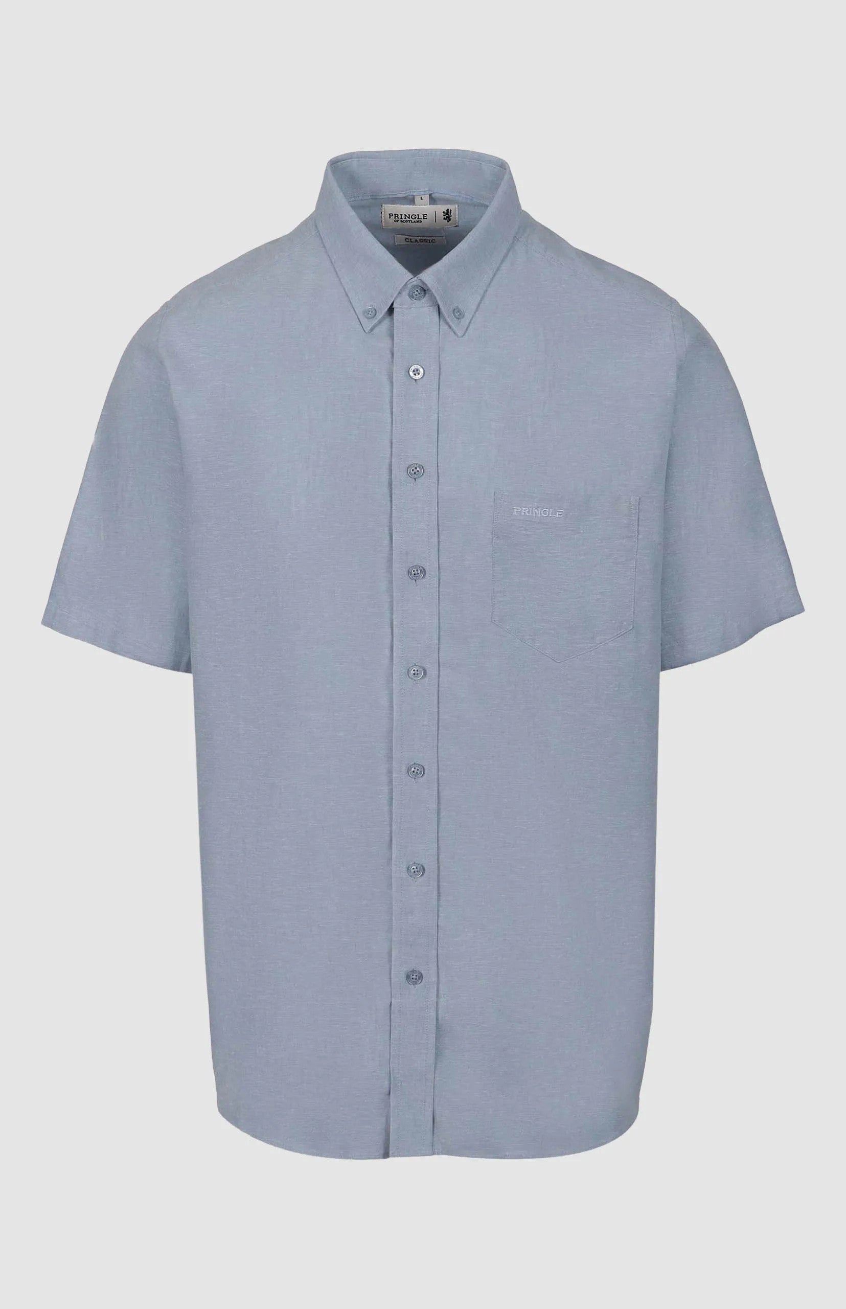 Pringle Mens Barry Classic Short Sleeve Shirt Mid Blue