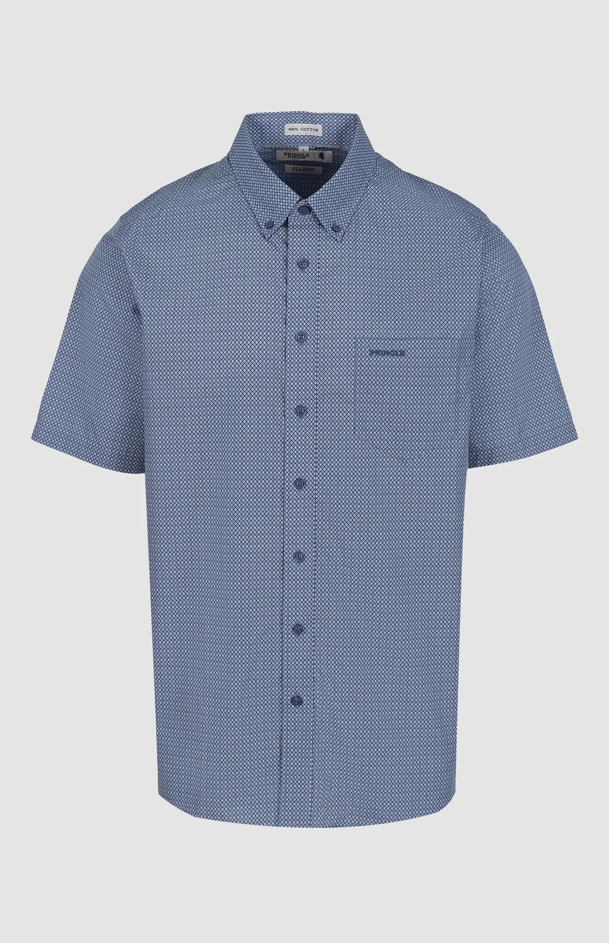 Pringle Mens Brian Printed Short Sleeve Shirt Blue