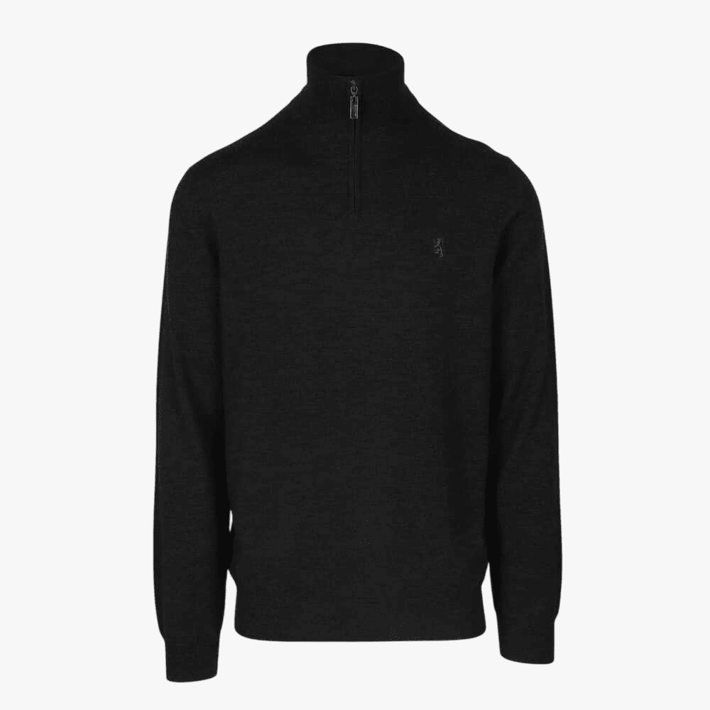 Pringle Mens Ernie 1/4 Zip Merino Wool Sweater Charcoal | Pringle