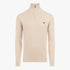 Pringle Mens Harry 1/4 Zip Sweater in beige, featuring a mock neck and discreet lion logo on the chest.
