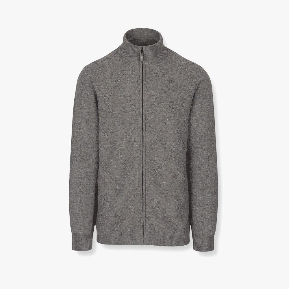 Pringle Mens Joshua Tonal Argyle Cardigan Grey Mel | Pringle