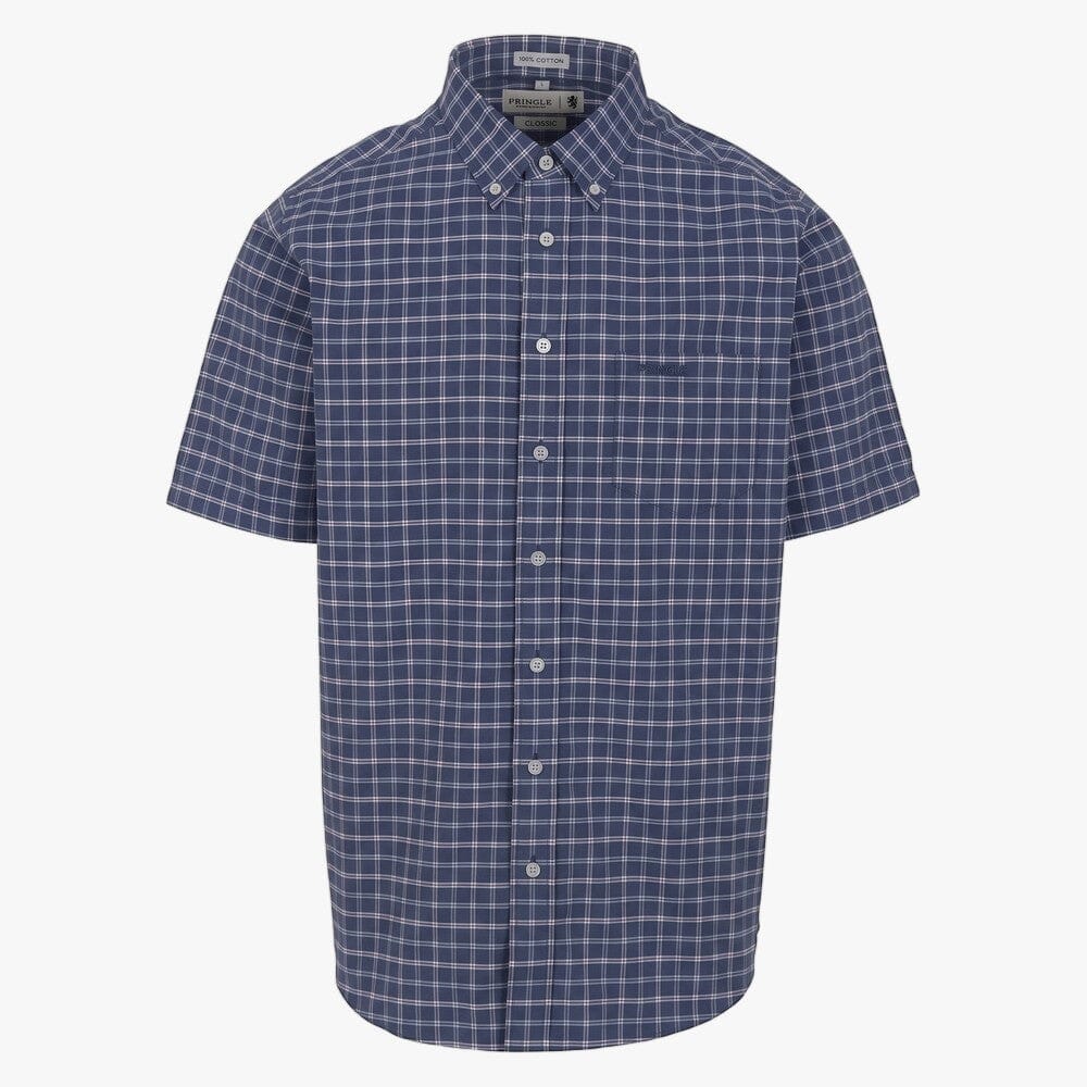 Pringle Mens Lucas Oxford Classic Short Sleeve Shirt Blue | Pringle