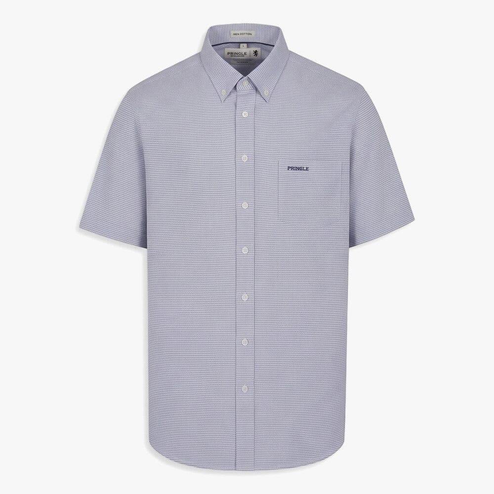Pringle Mens Noah Textured Classic Short Sleeve Shirt Blue | Pringle