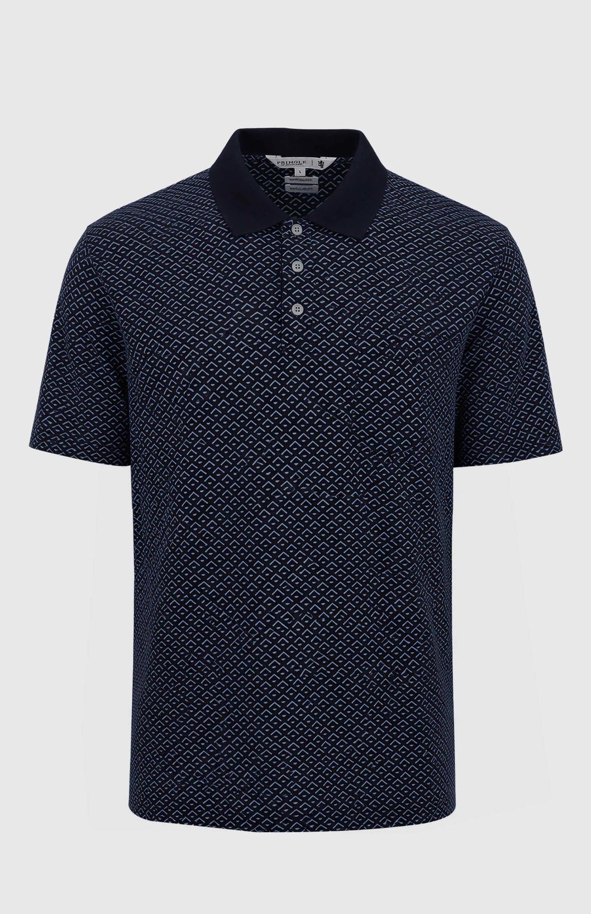 Pringle Mens Preston Printed Mercerised Golfer Navy