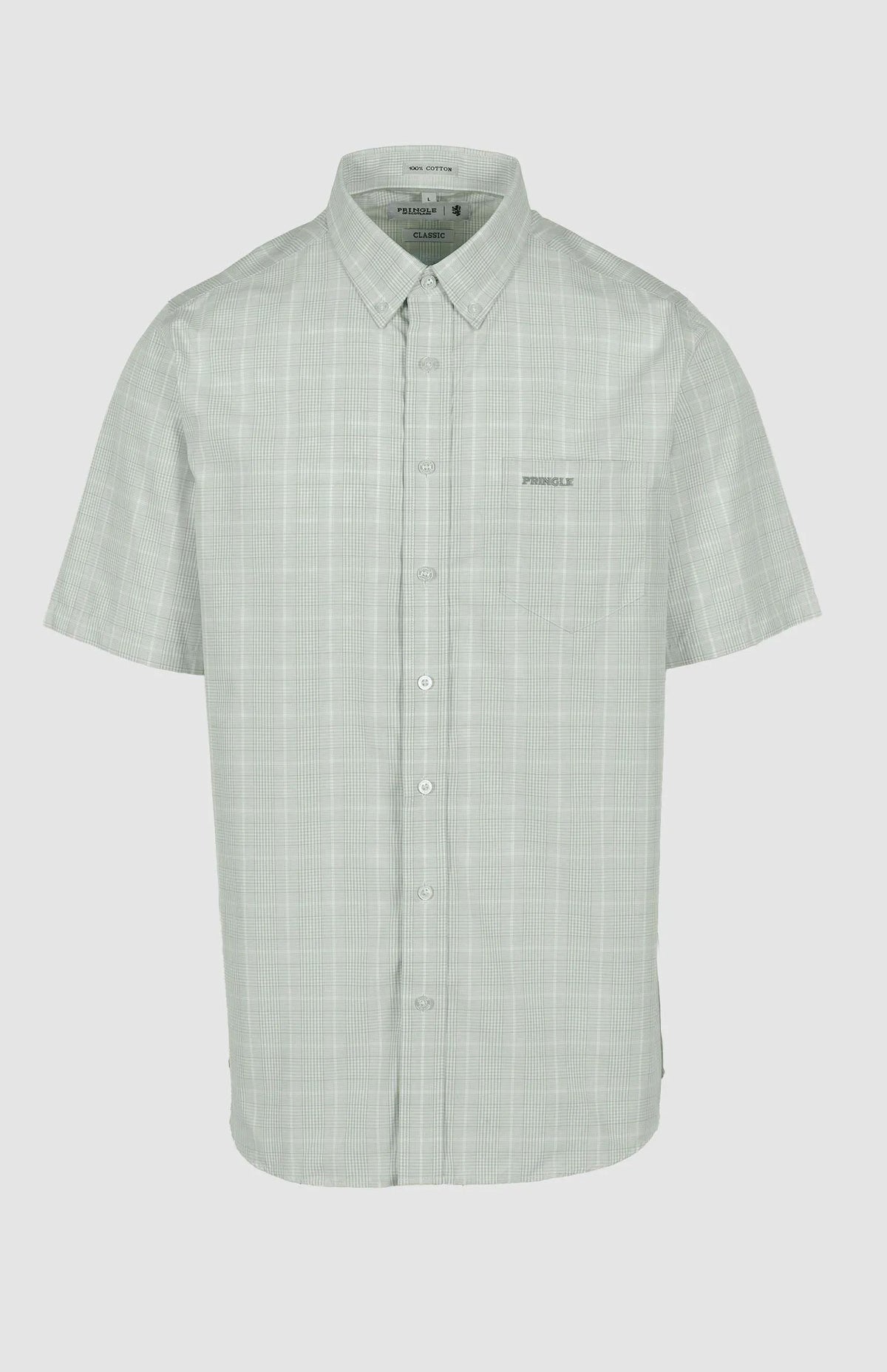 Pringle Mens Quinn Check Short Sleeve Shirt Green