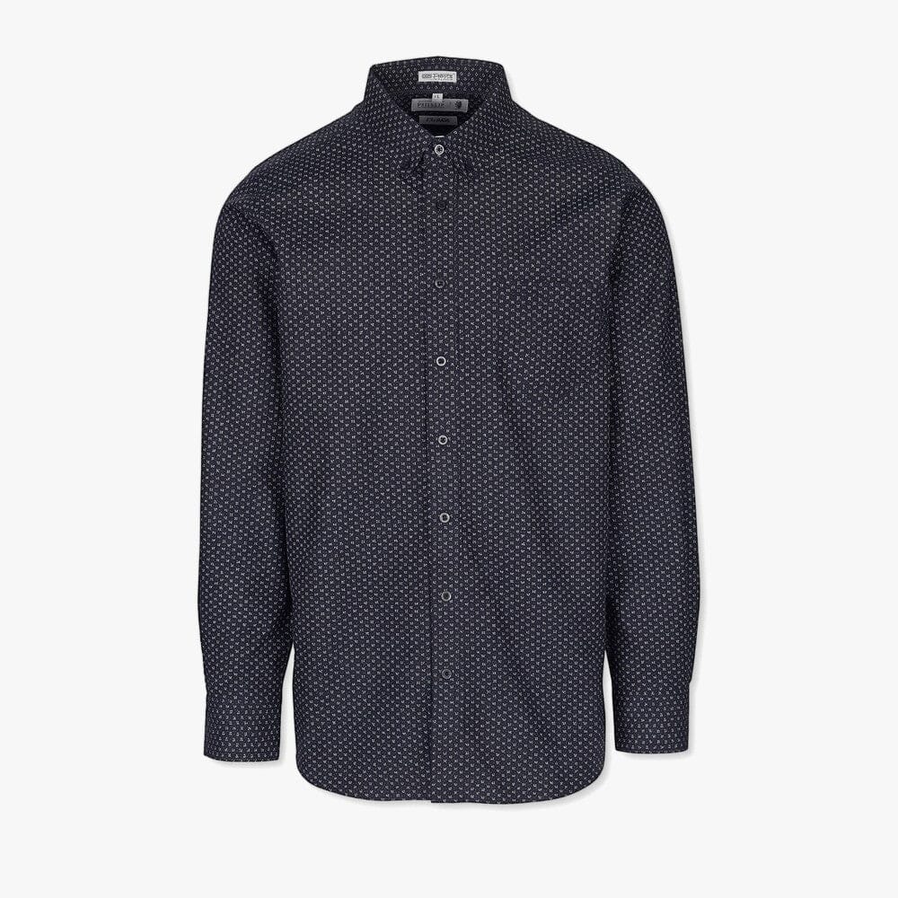 Pringle Mens Randy Printed Long Sleeve Shirt Navy | Pringle