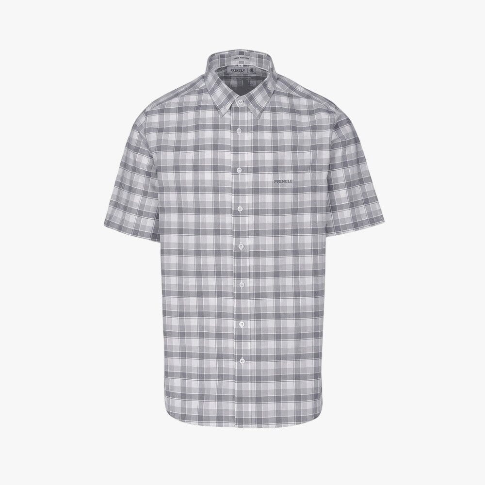 Pringle Mens Samual Oxford Check Short Sleeve Shirt Blue | Pringle
