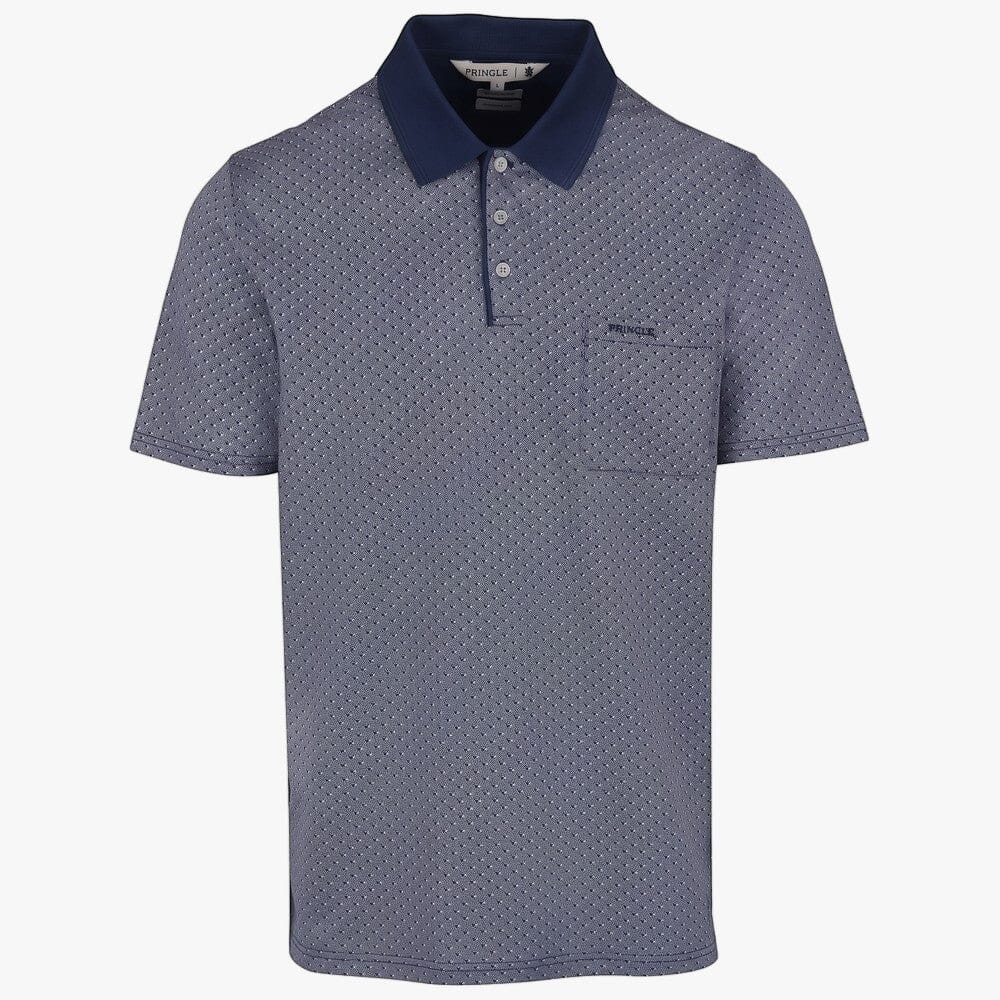 Pringle Mens Simon Jacquard Mercerised Golfer Navy | Pringle