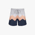 Pringle Mens Steven Shorts featuring a distinctive peach, light grey, and navy blue chevron pattern, displayed on a plain