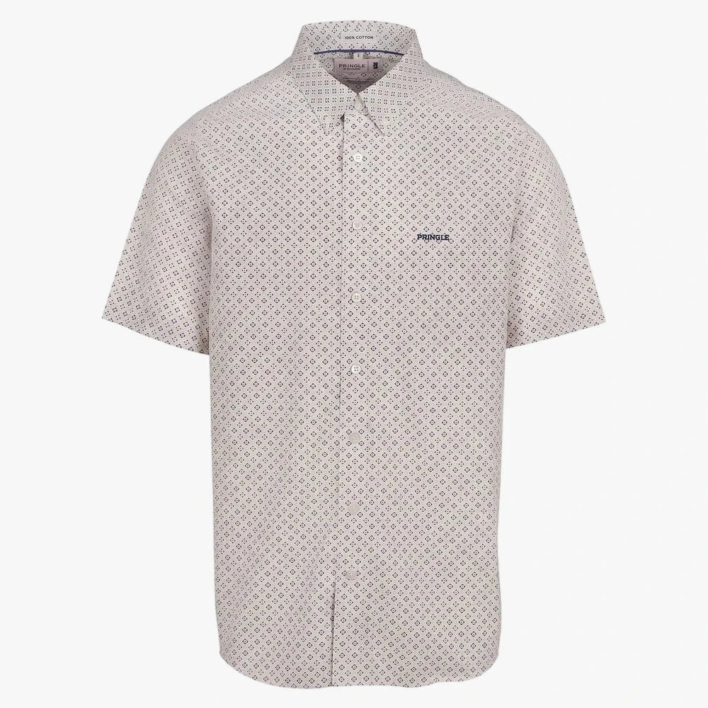 Pringle Mens Wesley Printed Classic Short Sleeve Shirt Stone | Pringle