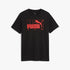 Puma Boys Graphic No 1 Logo Short Sleeve Tee in black, featuring a prominent red Puma brand logo and text graphic on the