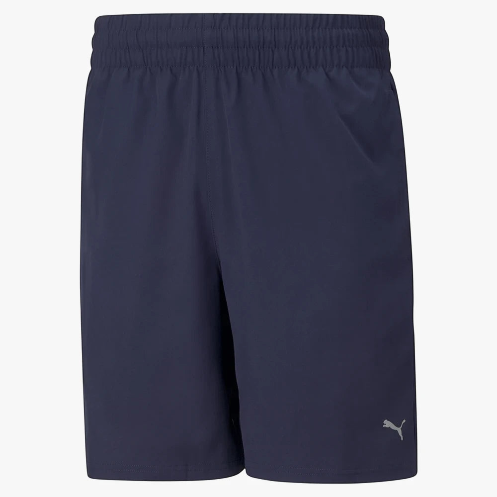 Puma Mens Performance Woven 7" Shorts in peacoat navy, showcasing the front view of the athletic shorts.