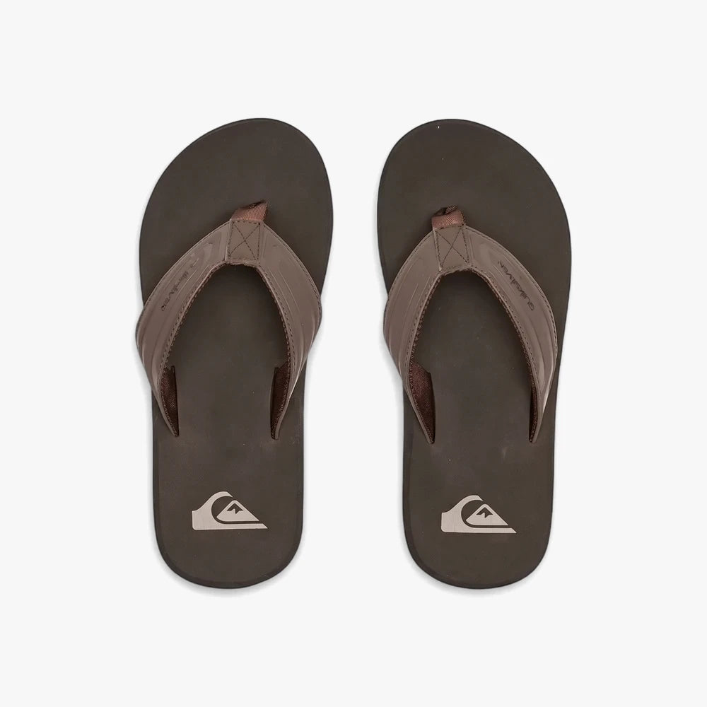 Pair of Quiksilver Mens Monkey Wrench Core Sandals in brown, displayed from a slightly elevated top-down view.