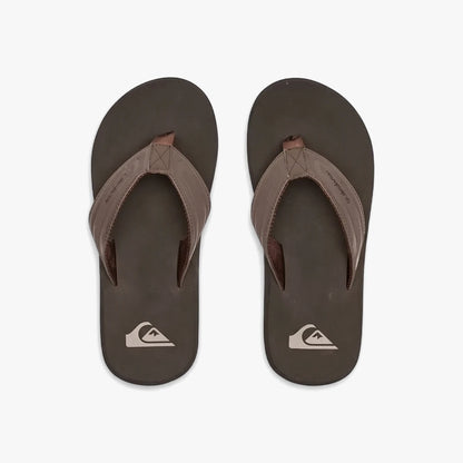 Pair of Quiksilver Mens Monkey Wrench Core Sandals in brown, displayed from a slightly elevated top-down view.