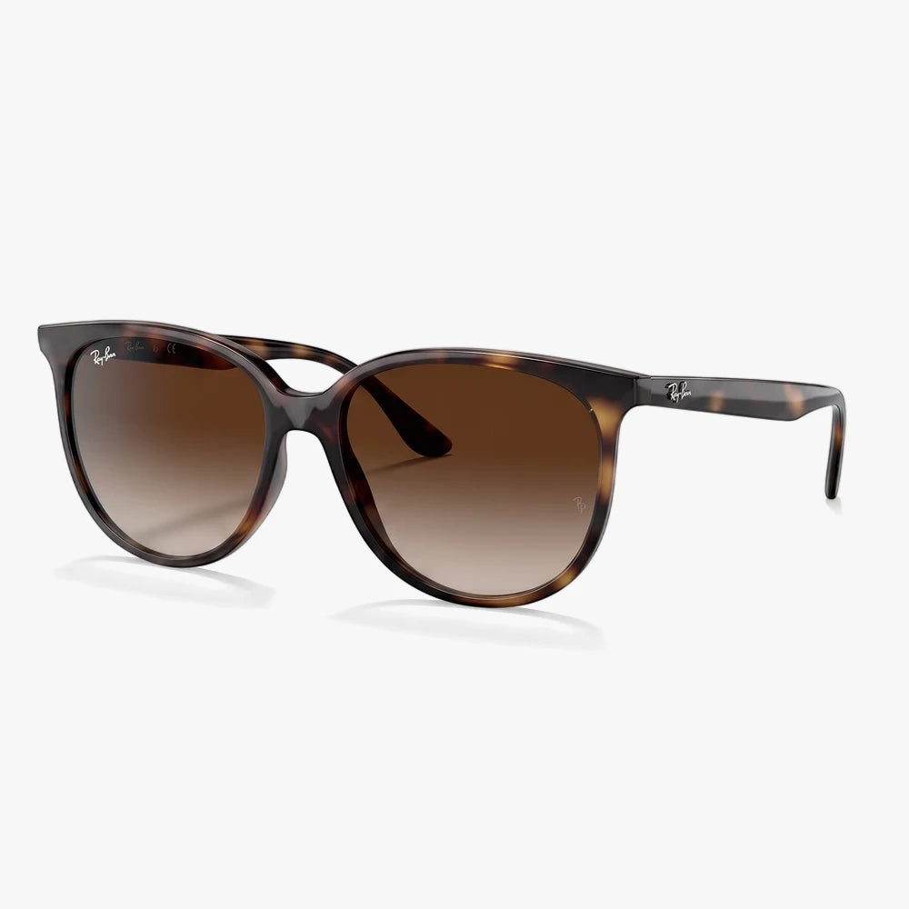 Ray-Ban Havana Frame Brow Gradientbrown Lens Sunglasses with a tortoiseshell frame and gradient brown lenses, angled view.