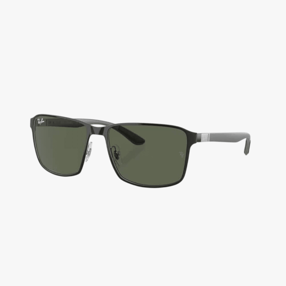 Rayban Black On Silver Sunglass Dark Green Lens | Rayban