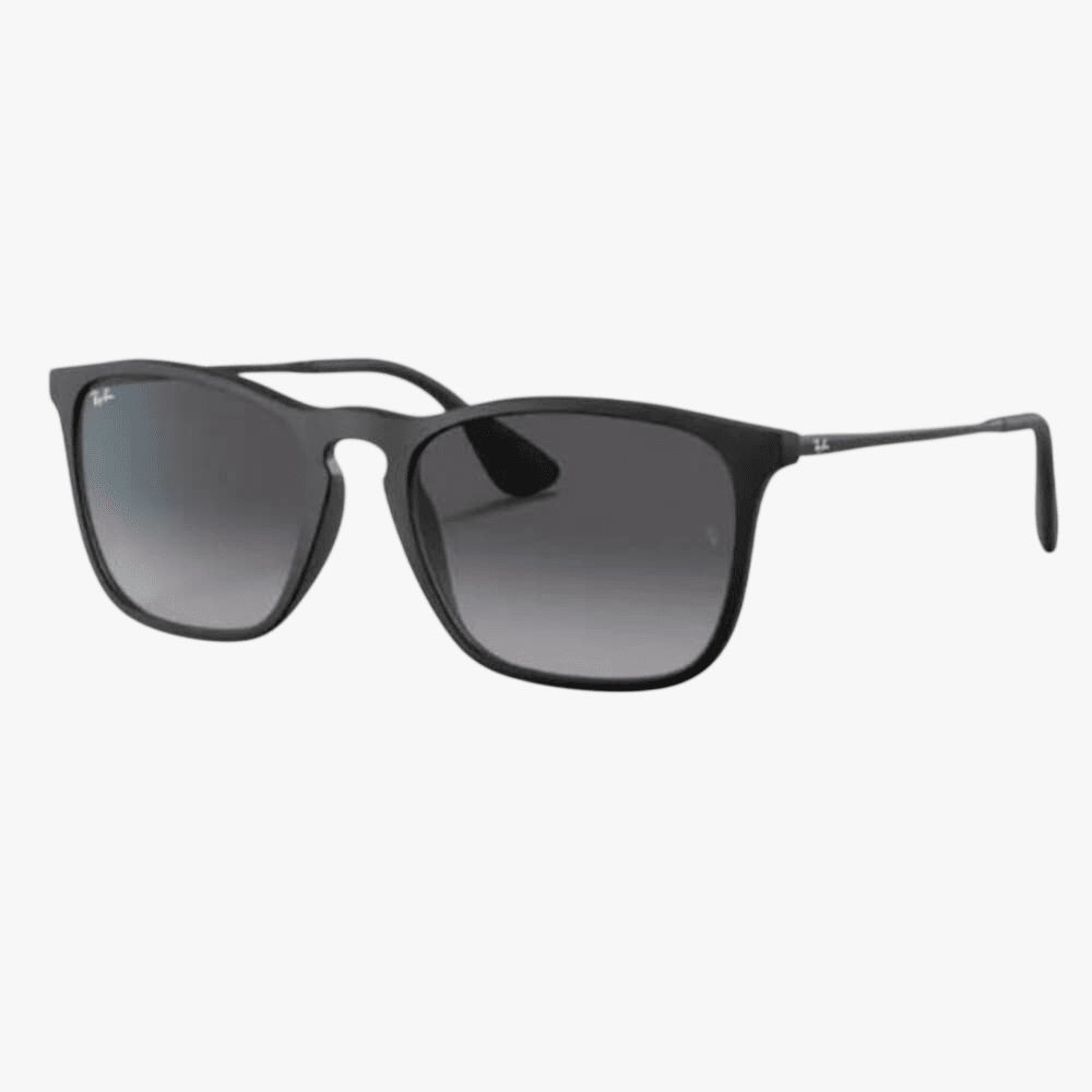 Rayban Unisex Chris Rubber Black Frame Light Grey Dark Lens Sunglass | Rayban