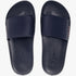 A pair of dark blue Rider Speed Slide Inf sandals, seen from an overhead view, featuring textured footbeds and straps.