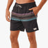 Close-up of Ripcurl Mens Bondi Volley Shorts in black with horizontal pastel stripes, worn by a man.