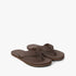A pair of Ripcurl Mens Revival open-toe sandals in dark brown leather with white stitching, displayed from an angled view.