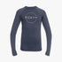 Front view of a Roxy Girls Beach Classic long sleeve rash vest in Mood Indigo, with a white circular Roxy logo on the chest,
