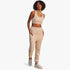 Roxy Womens Next Set Trackpants Tapioca and matching crop top on a female model, full body view, wearing white sneakers.
