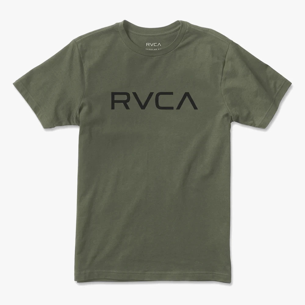 Rvca Boys Big Rvca Short Sleeve Tee Olive Black Logo | Rvca