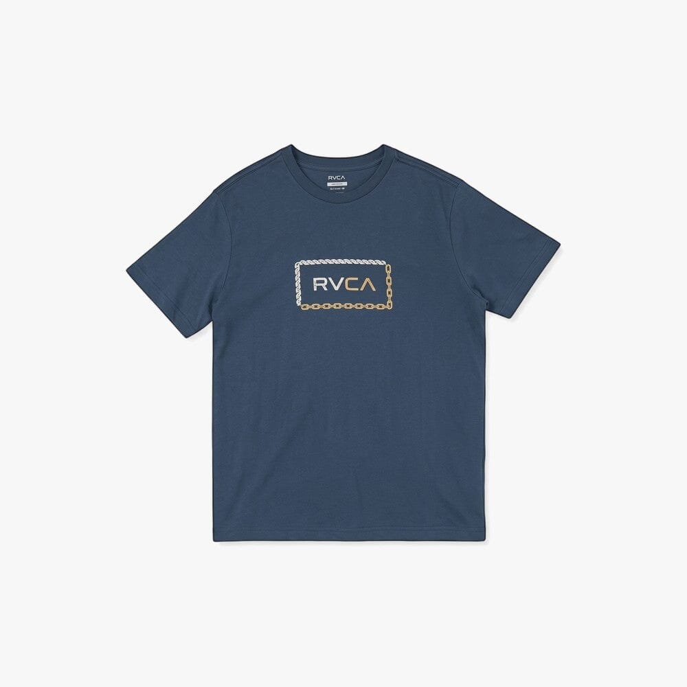 Rvca Mens Bonded Red Stitch Short Sleeve Tee Duck Blue Mel | Rvca