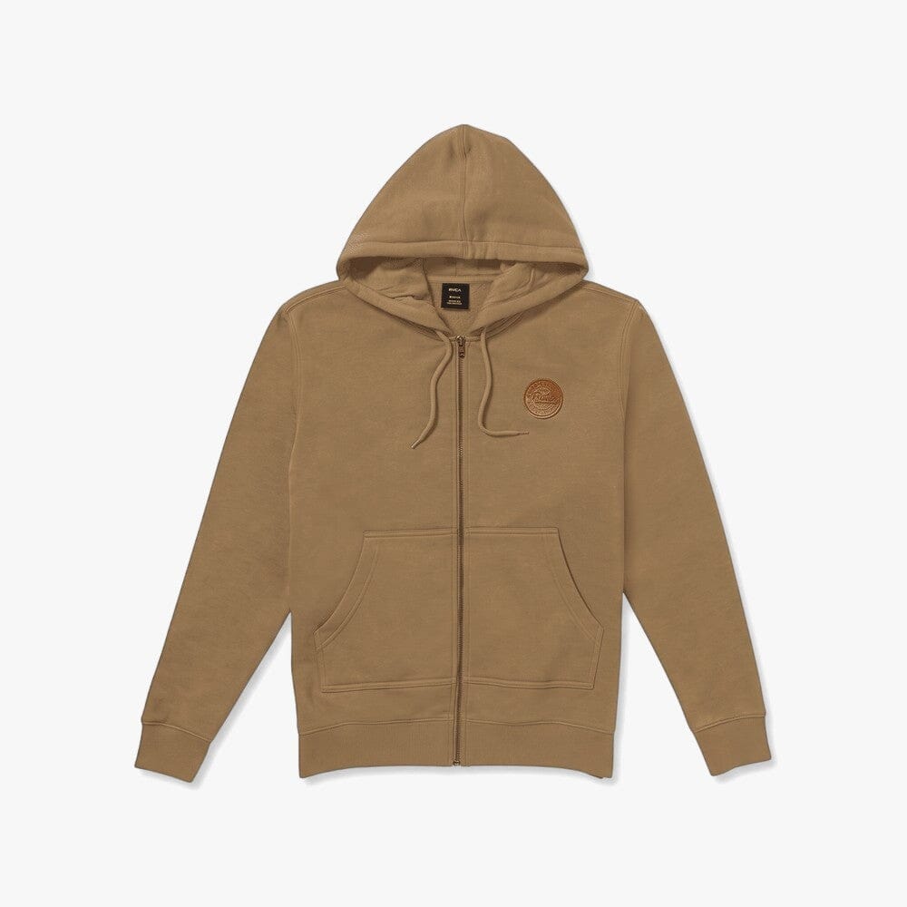 Rvca Mens Script Sealed Zip Hoodie Cayote | Rvca