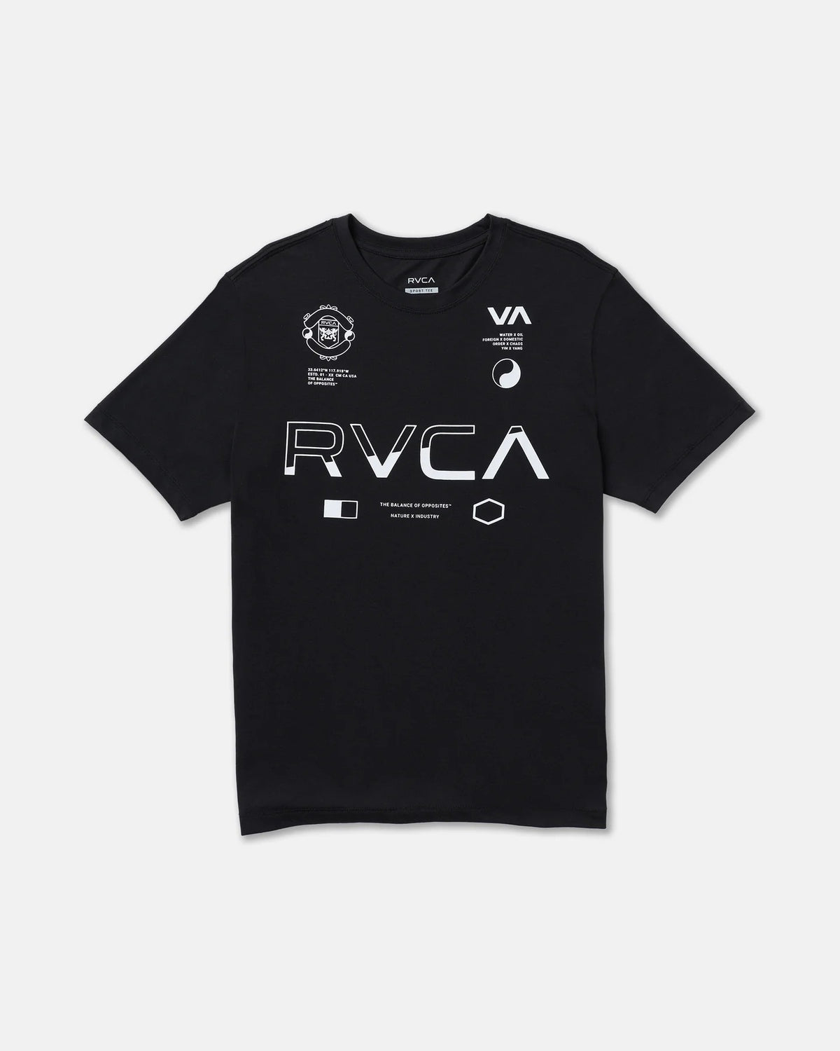 Rvca Mens Split All Over Short Sleeve Tee Black