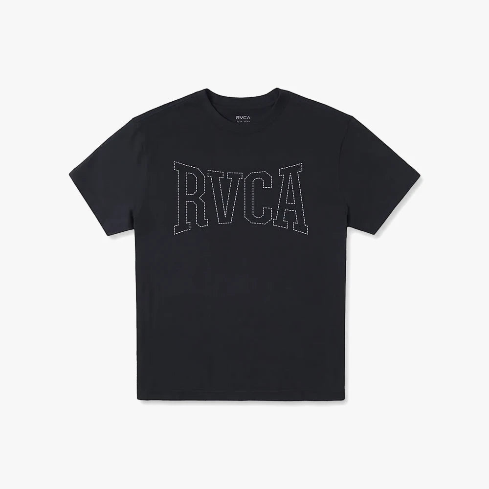 Rvca Mens Stitch Short Sleeve Tee in black, featuring a prominent &