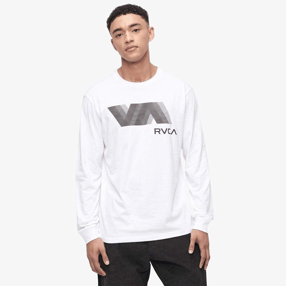 Rvca Mens Va Blur Long Sleeve Tee White | Rvca