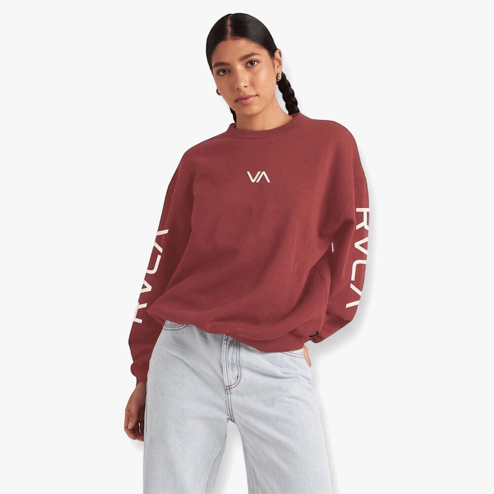 Rvca Womens Small Va Crew Sweater Terra Brown | Rvca