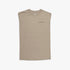 Salomon Mens Core Logo sleeveless tee in white pepper, flat lay view on a plain background.