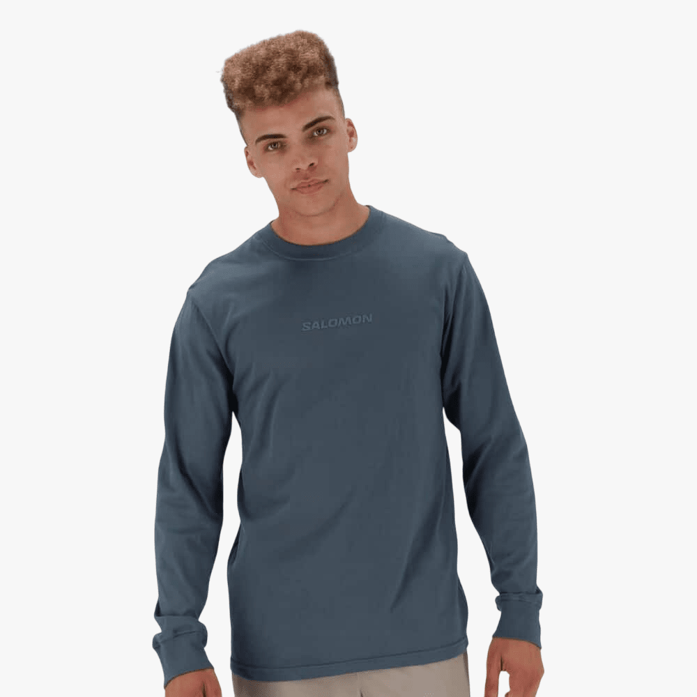 Salomon Mens Emblem Long Sleeve Tee Basalt | Salomon