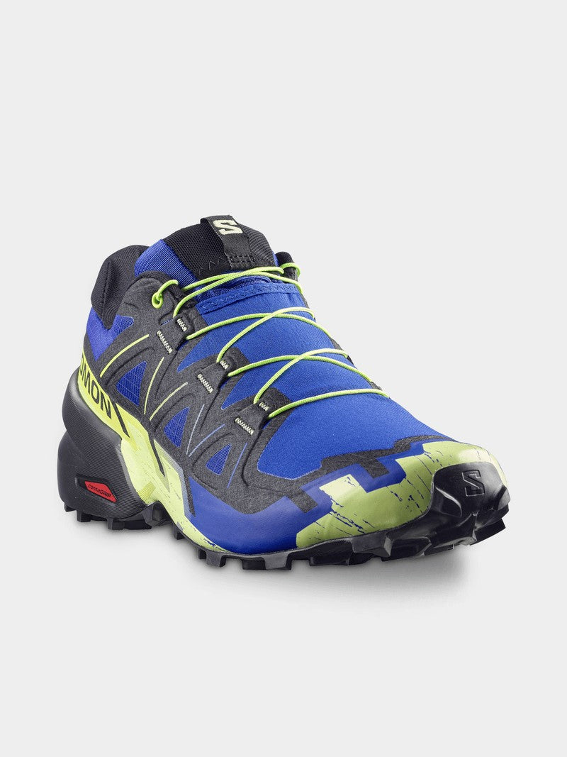 Salomon Mens Speedcross 6 Trail Sneaker Bluing Black Acid Lime