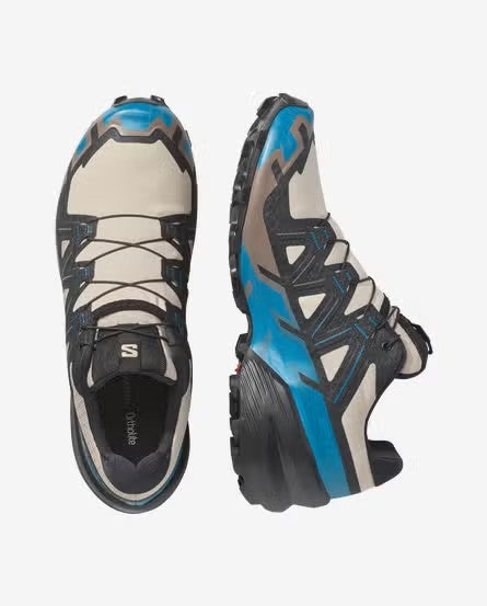 Salomon Mens Speedcross 6 Trail Sneaker Oxford Tan Black Mykonos Blue