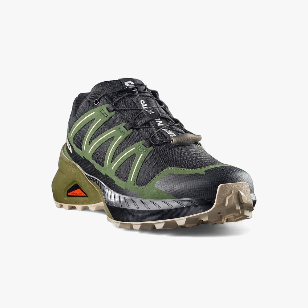 Salomon Mens Speedcross Peak Trail Sneaker Black Black Forest Rainy Day | Salomon