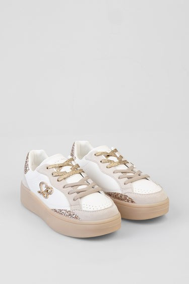 Sissy Boy Blaine Platform Sneaker White Gold